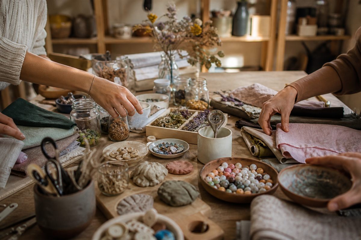 Vielfältiger Materialfundus für einen freien Kreativworkshop